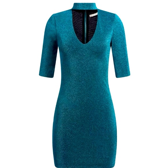 Alice & Olivia Inka Fitted Mini Dress in dark turquoise ––NWT - Picture 4 of 17